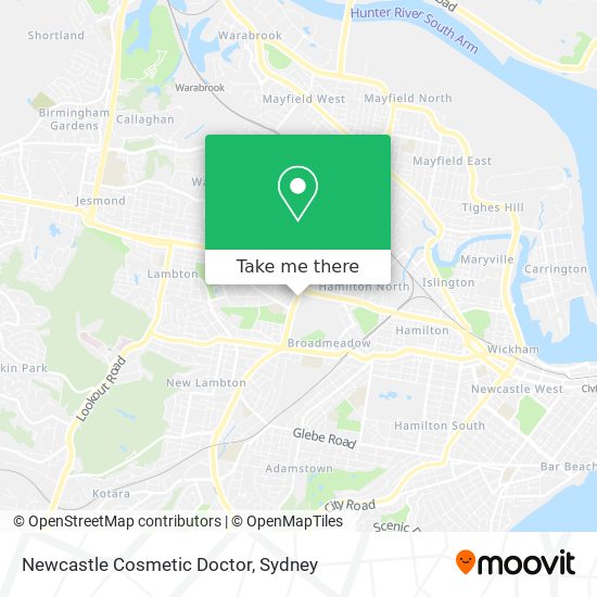 Mapa Newcastle Cosmetic Doctor