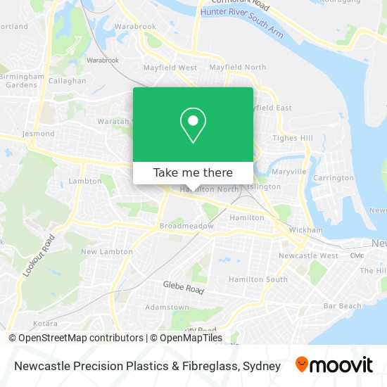 Mapa Newcastle Precision Plastics & Fibreglass