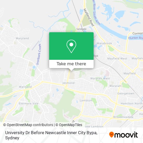 Mapa University Dr Before Newcastle Inner City Bypa