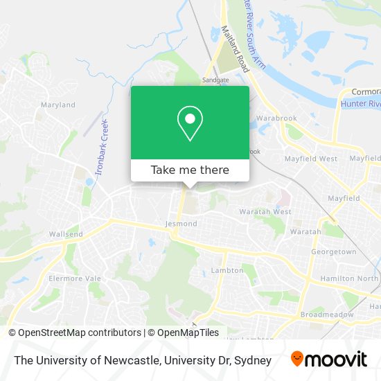 The University of Newcastle, University Dr map