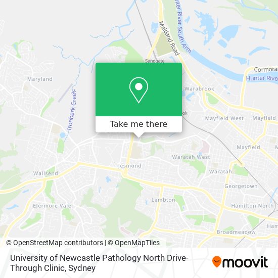 University of Newcastle Pathology North Drive-Through Clinic map