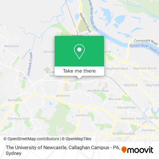 The University of Newcastle, Callaghan Campus - P6 map