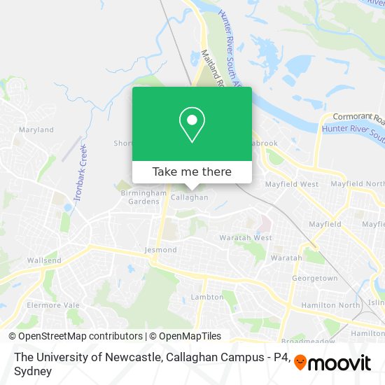 Mapa The University of Newcastle, Callaghan Campus - P4