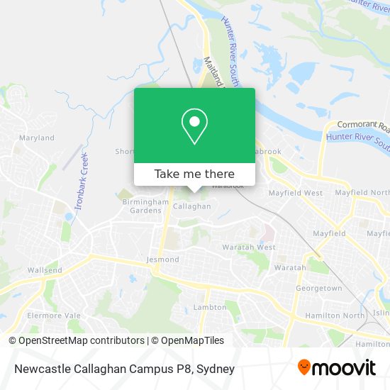 Newcastle Callaghan Campus P8 map