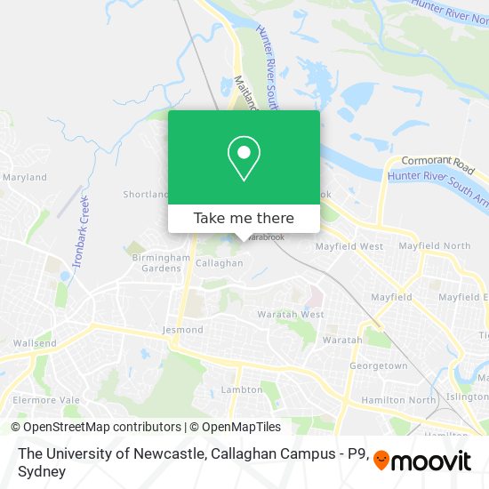 The University of Newcastle, Callaghan Campus - P9 map