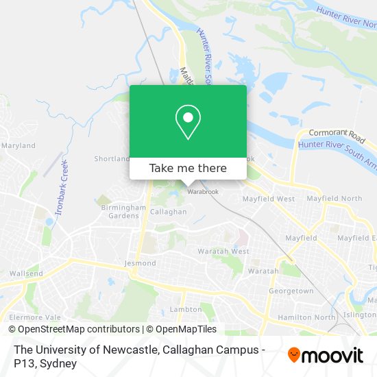 The University of Newcastle, Callaghan Campus - P13 map