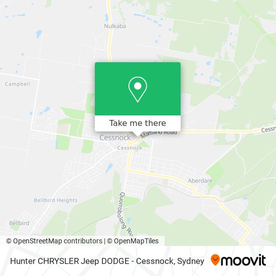 Mapa Hunter CHRYSLER Jeep DODGE - Cessnock