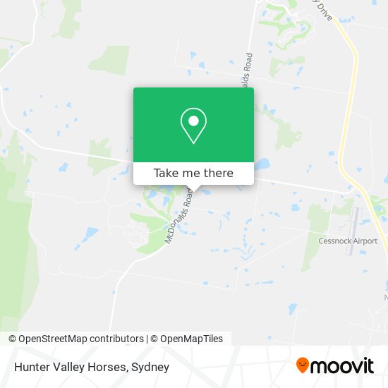 Mapa Hunter Valley Horses