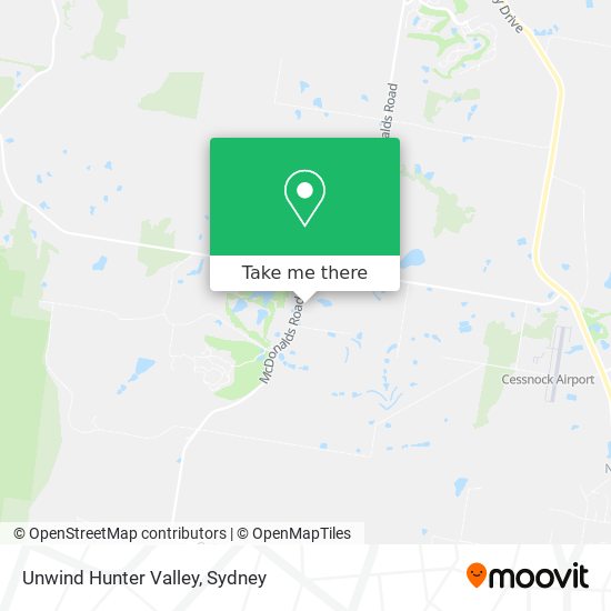 Mapa Unwind Hunter Valley