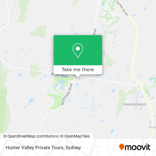 Hunter Valley Private Tours map