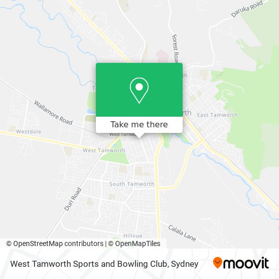 Mapa West Tamworth Sports and Bowling Club