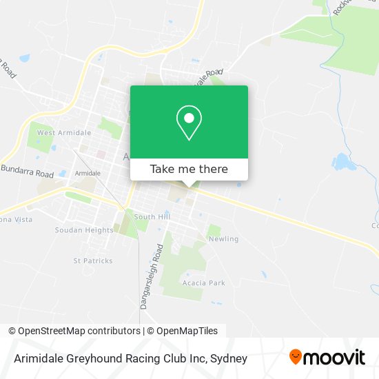 Mapa Arimidale Greyhound Racing Club Inc