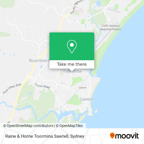 Mapa Raine & Horne Toormina Sawtell