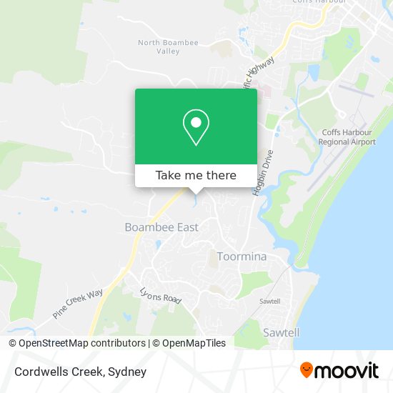 Cordwells Creek map