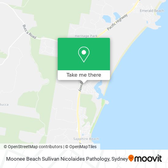 Moonee Beach Sullivan Nicolaides Pathology map