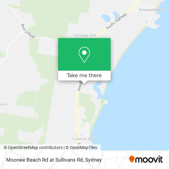 Moonee Beach Rd at Sullivans Rd map