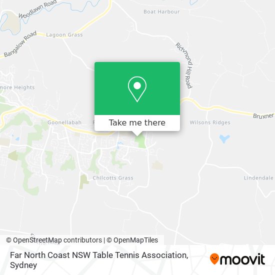 Mapa Far North Coast NSW Table Tennis Association