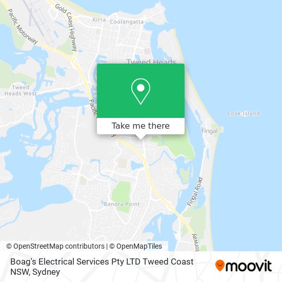 Mapa Boag's Electrical Services Pty LTD Tweed Coast NSW