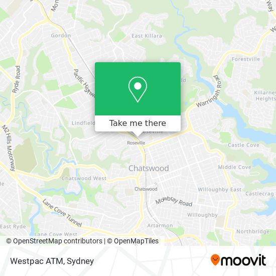 Mapa Westpac ATM