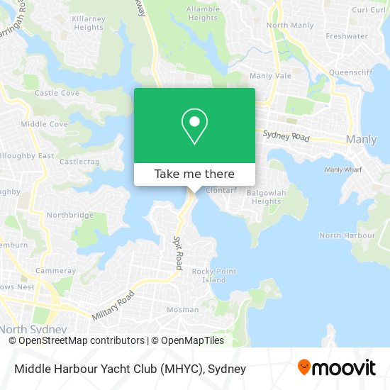 Mapa Middle Harbour Yacht Club (MHYC)