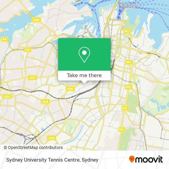 Sydney University Tennis Centre map