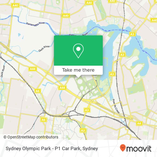 Mapa Sydney Olympic Park - P1 Car Park