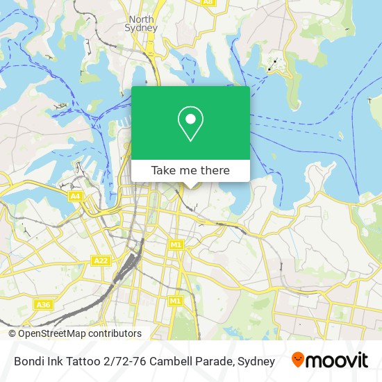 Bondi Ink Tattoo 2 / 72-76 Cambell Parade map