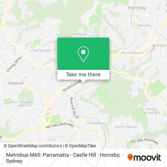 Metrobus M60: Parramatta - Castle Hill - Hornsby map