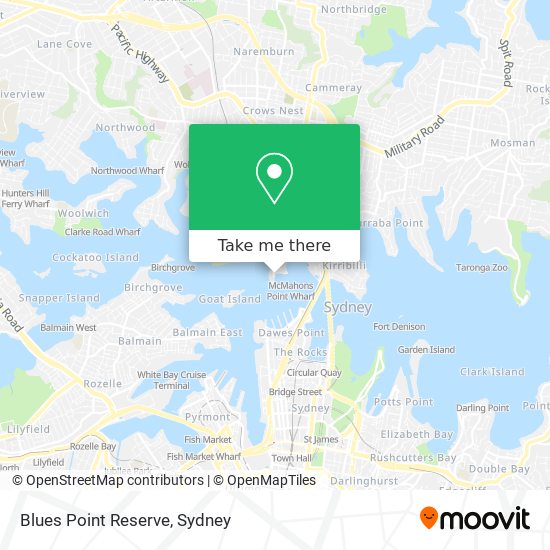 Blues Point Reserve map