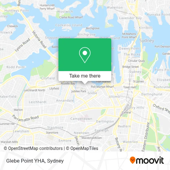 Mapa Glebe Point YHA