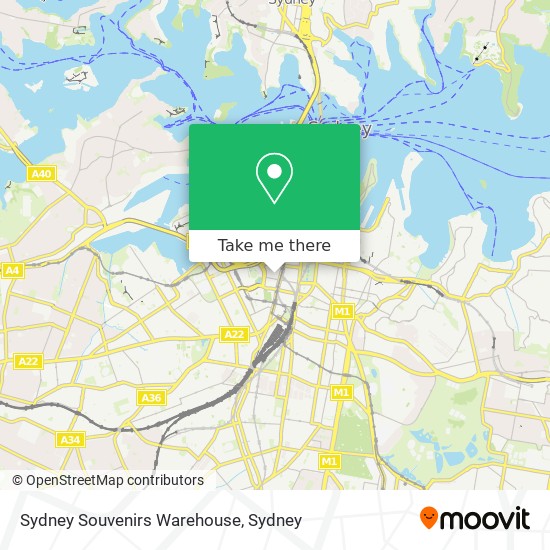 Mapa Sydney Souvenirs Warehouse