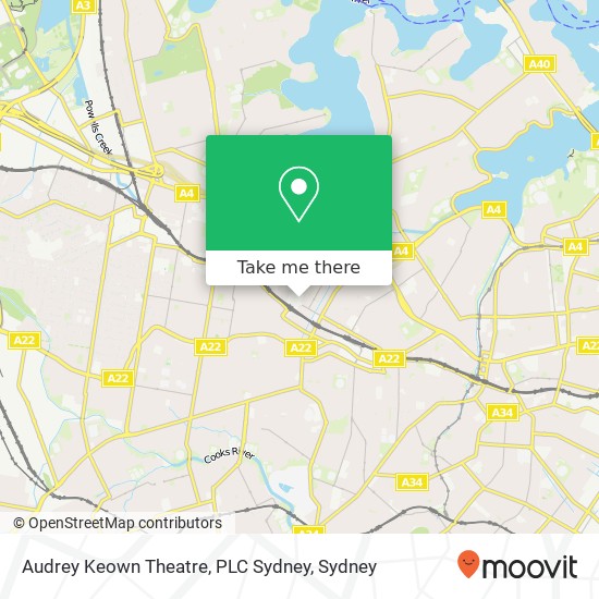 Mapa Audrey Keown Theatre, PLC Sydney