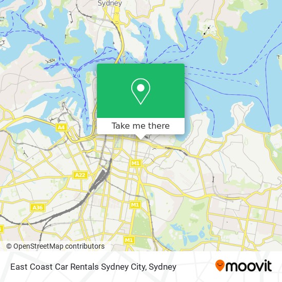 Mapa East Coast Car Rentals Sydney City