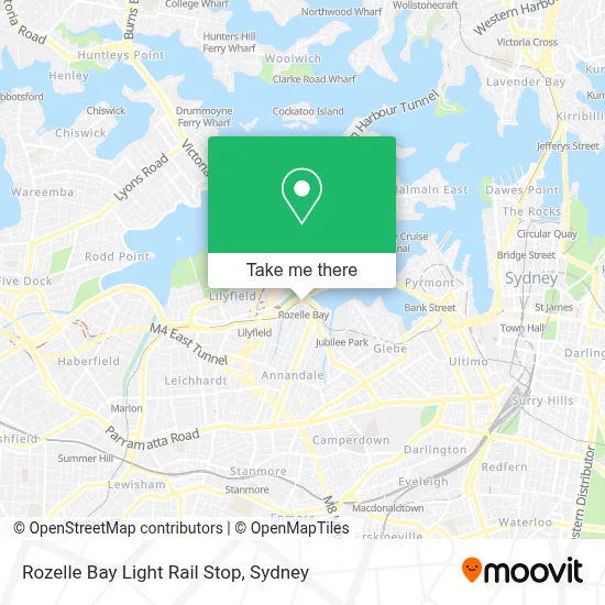 Mapa Rozelle Bay Light Rail Stop