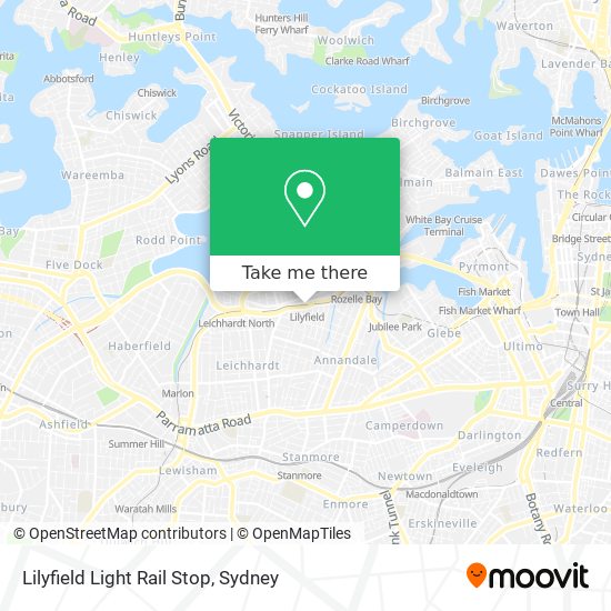 Mapa Lilyfield Light Rail Stop