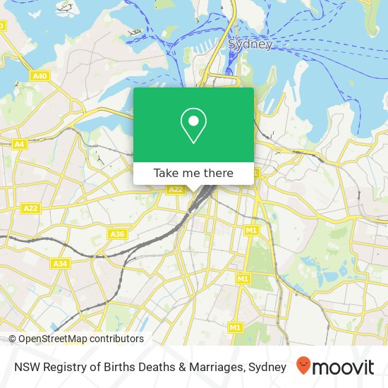 Mapa NSW Registry of Births Deaths & Marriages
