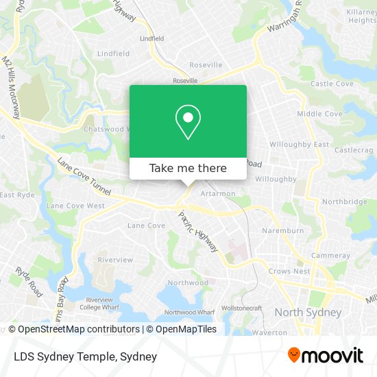 LDS Sydney Temple map