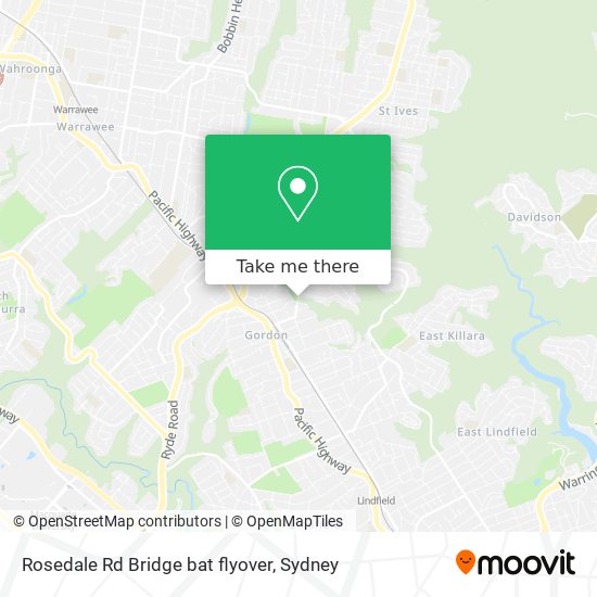 Mapa Rosedale Rd Bridge bat flyover