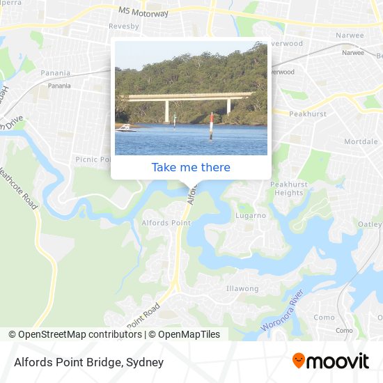 Alfords Point Bridge map
