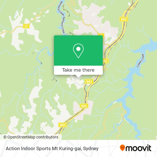 Mapa Action Indoor Sports Mt Kuring-gai