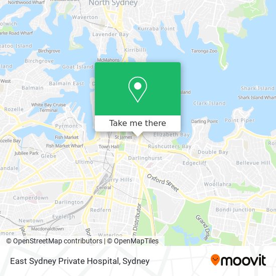 Mapa East Sydney Private Hospital