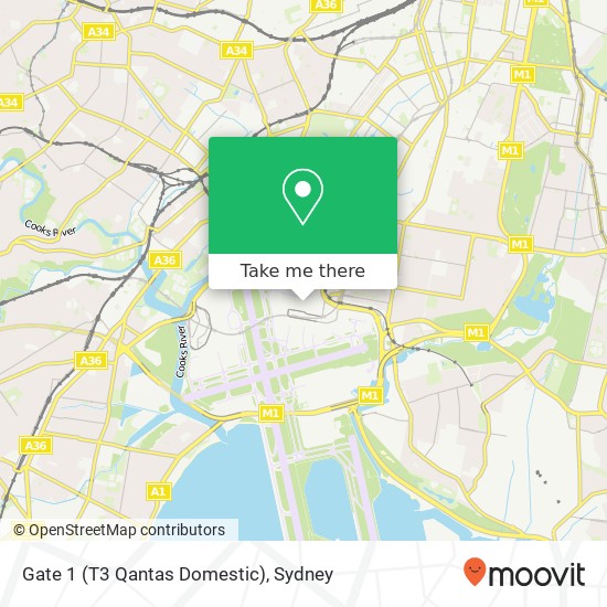 Gate 1 (T3 Qantas Domestic) map