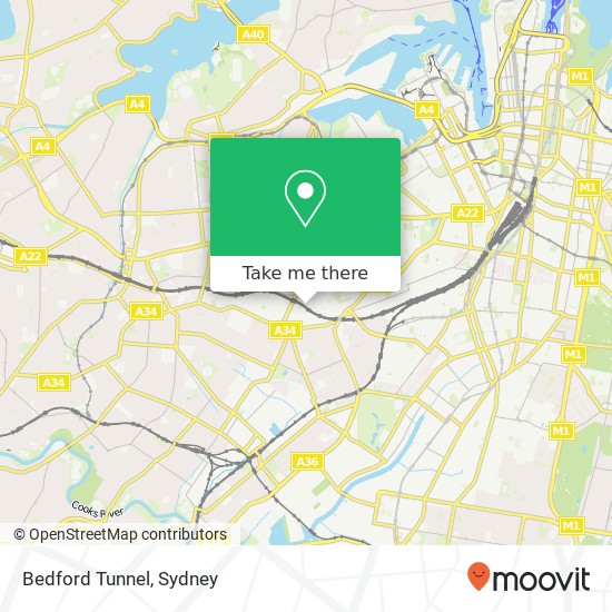Mapa Bedford Tunnel