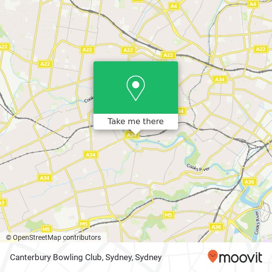 Canterbury Bowling Club, Sydney map