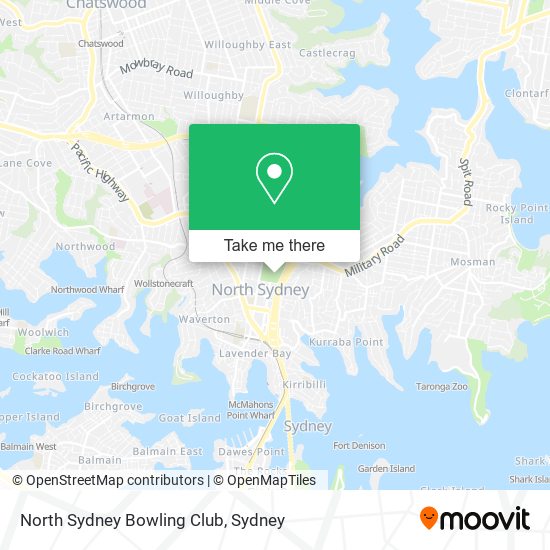 North Sydney Bowling Club map