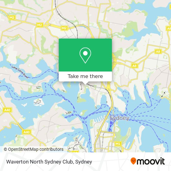 Mapa Waverton North Sydney Club