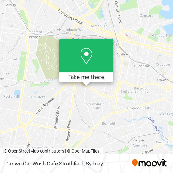 Mapa Crown Car Wash Cafe Strathfield