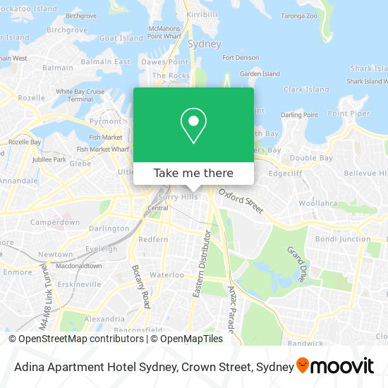 Adina Apartment Hotel Sydney, Crown Street map