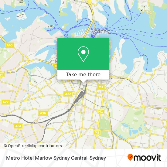 Mapa Metro Hotel Marlow Sydney Central