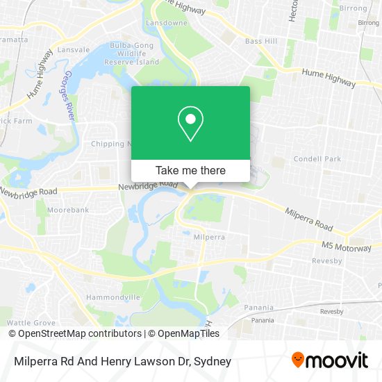 Milperra Rd And Henry Lawson Dr map